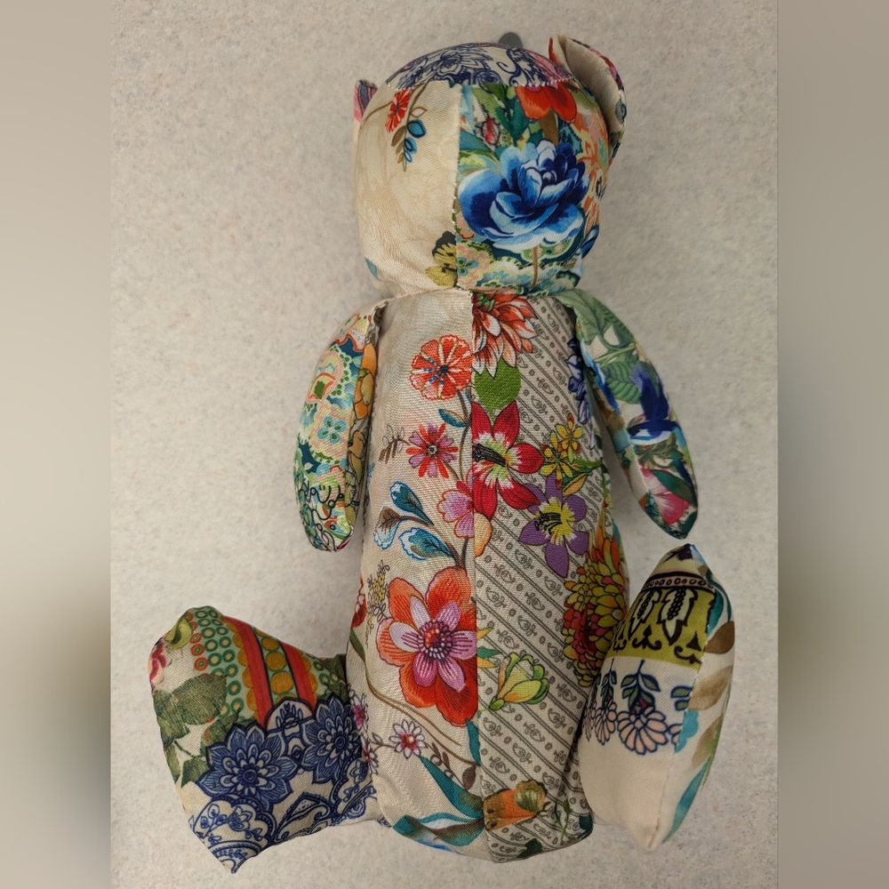 Johnny Was NWT Floral Patchwork UMBRELLA Hidden in a Teddy Bear Case with Clip!